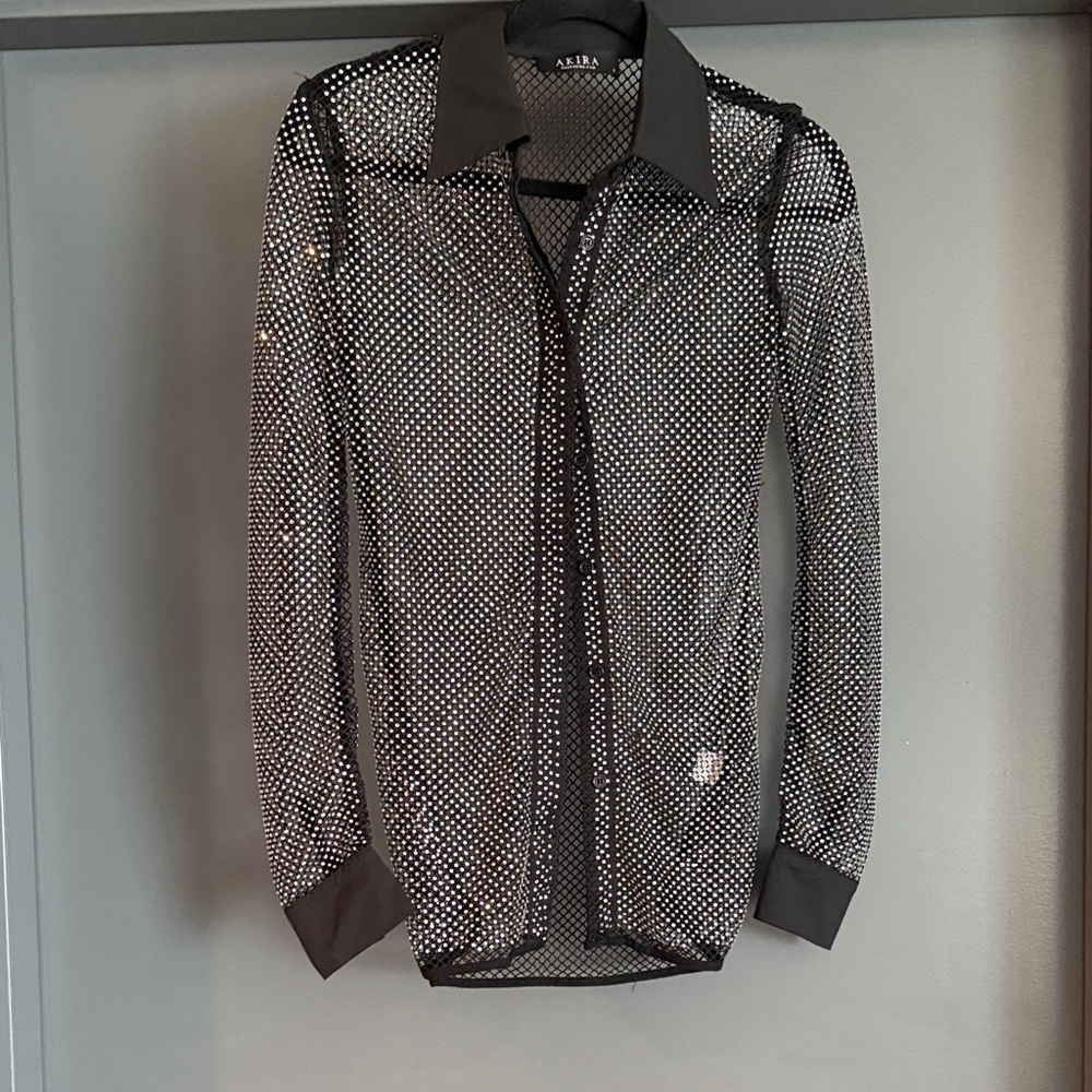 AKIRA Black Mesh Top
